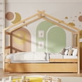 thumbnail image 2 of Twin Size Wooden House Bed with Twin Size Trundle, Natural(OLD SKU:WF300800AAN), 2 of 19