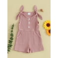 thumbnail image 3 of Jxzom Toddler Baby Girl Sleeveless Jumpsuit Solid Ribbed Knitted Tank Romper Shorts Overalls 6M 12M 18M 2T 3T 4T One-Piece Summer Clothes, 3 of 8