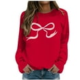thumbnail image 1 of Round Neck Sweatshirt Women's Cute Bow Pattern Sweatshirt Long Sleeved Pullover Sweater Bow Sweater Top, 1 of 5