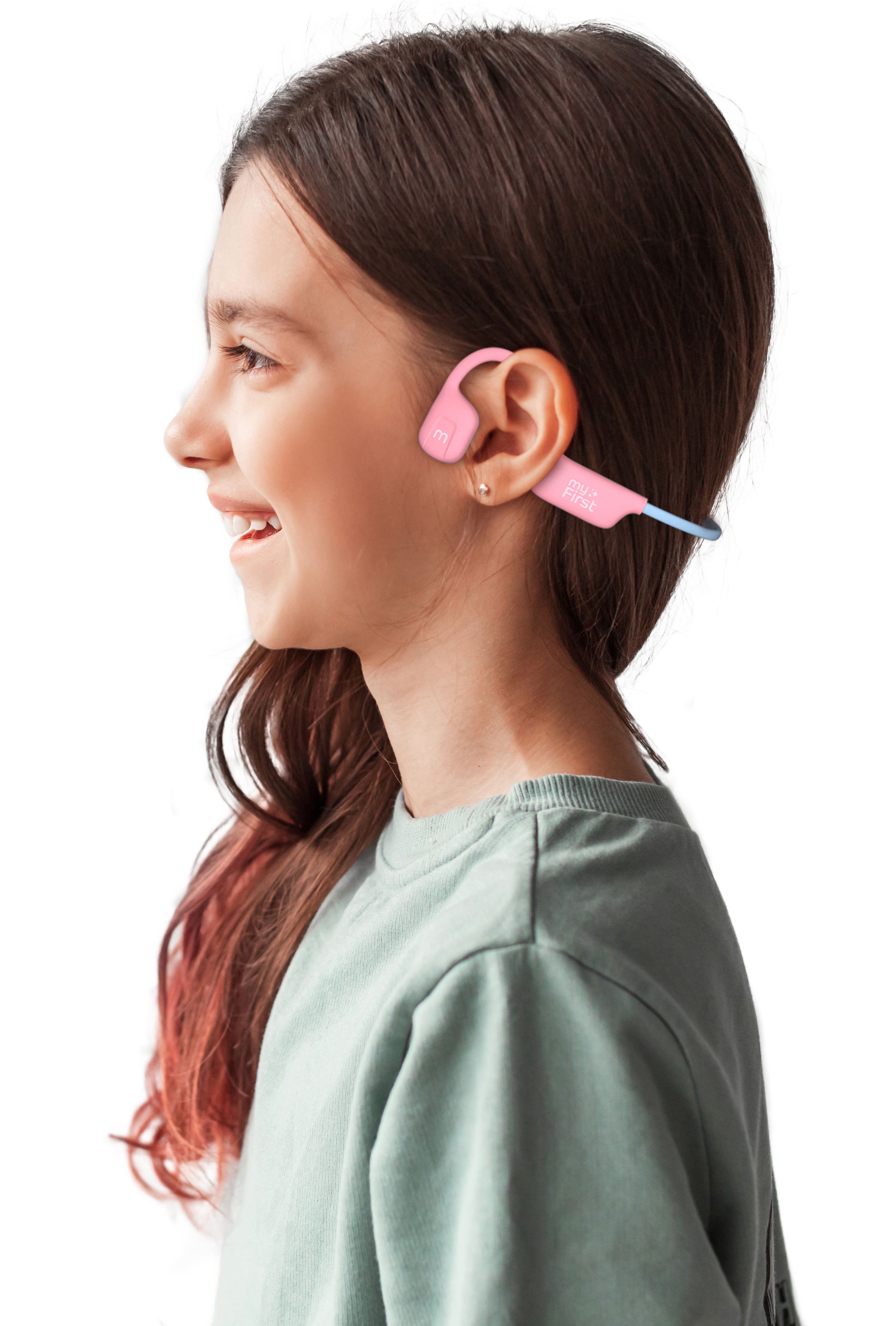 myFirst Airwaves Wireless Open-Ear Kids Headphones - Safe Listening, 18H Battery Life, New Pink
