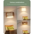 thumbnail image 2 of 76" Gold Arched Floor Lamp with Remote,  Farmhouse Floor Lamp with Rattan & Fabric Shades, Tall arc Standing Lamp with Dimmable Bulb, Adjustable Reading Light for Living Room, Bedroom, 2 of 16
