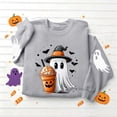 thumbnail image 6 of TKLPEHG Womens Halloween Sweatshirt 2026 Funny Cute Witch Hat Ghost Coffee Cup Graphic Long Sleeve Pullover Crewneck Comfy Holiday Tops Fall Clothes (Gray,L), 6 of 6