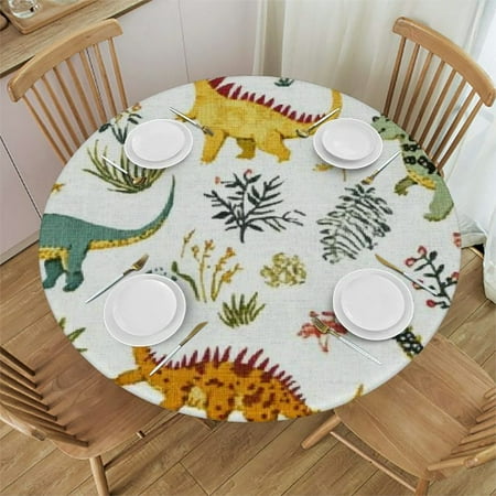 

Palnkart Dinosaur Round Tablecloth Waterproof Resistant Fabric for Indoor and Outdoor Use Ideal for Restaurants Weddings and Parties Stain-Resistant and Washable 46 -50