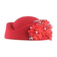 thumbnail image 4 of Elegant Pillbox Hat with Flower Applique Women's Church Fascinator and Tea Cap, 4 of 4