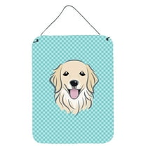 Caroline's Treasures BB1143DS1216 Checkerboard Blue Golden Retriever Wall or Door Hanging Prints, 12x16, multicolor