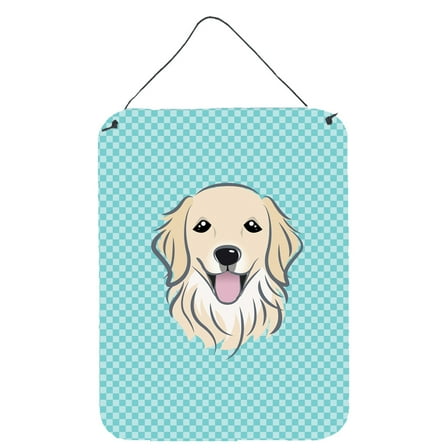 Caroline's Treasures BB1143DS1216 Checkerboard Blue Golden Retriever Wall or Door Hanging Prints, 12x16, multicolor