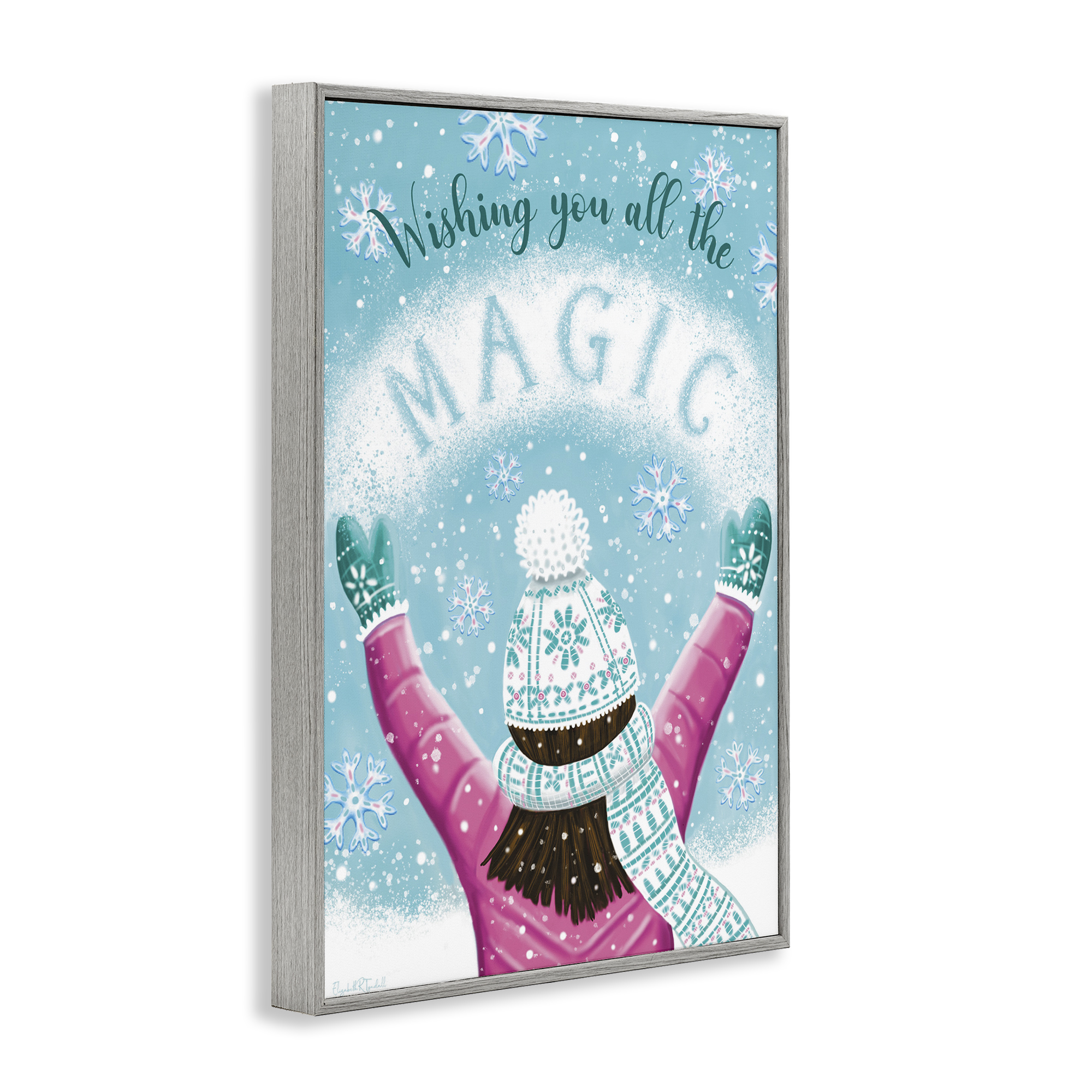 Stupell Industries Wishing You Magic Holiday Painting Gray Framed Art Print Wall Art, 20 x 30