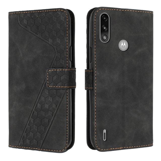 Compatible with Motorola Moto E7 Power Case Wallet Design with Card Slots Magnetic Closure Cover
