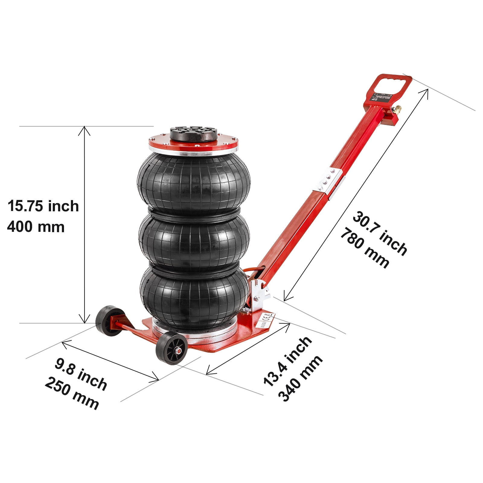 VEVOR Air Jack, 3 Ton/6600 lbs Triple Bag Air Jack, Airbag Jack with Six Steel Pipes, Lift up to 17.7 inch/450 mm, 3-5 s Fast Lifting Pneumatic Jack, with Adjustable Handles for Cars Repair
