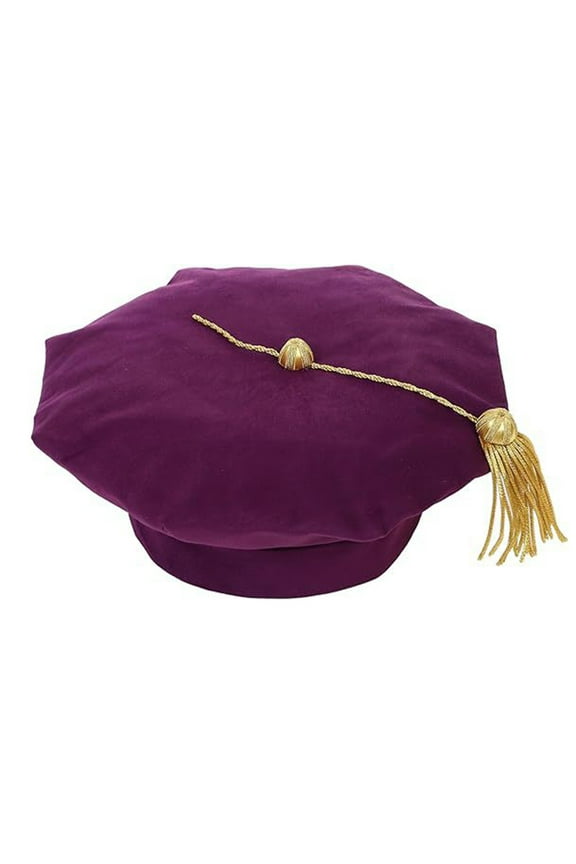 2025 Graduate Doctor Velvet Tutor Hat Graduation Cap for Academic Purple One Size