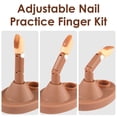 thumbnail image 4 of Kit de práctica de uñas acrílicas para dedos, entrenamiento de uñas acrílicas con 1 soporte de base, 3 dedos postizos ajustables, 100 puntas de uñas marrones, 4 of 5