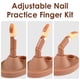 thumbnail image 4 of Kit de práctica de uñas acrílicas para dedos, entrenamiento de uñas acrílicas con 1 soporte de base, 3 dedos postizos ajustables, 100 puntas de uñas marrones, 4 of 5