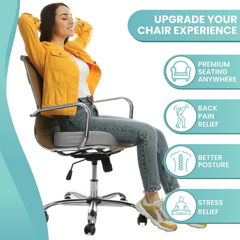 Node Gel-Enhanced Memory Foam Seat Cushion, Gray Velour Ergonomic  Orthopedic Comfort Pad, Ideal Pillow for Office Desk Chair, Wheelchair, Car  & Truck 