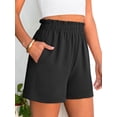 thumbnail image 3 of Shorts ANRABESS casuales negros de talle alto con elástico, talla grande, 3 of 6