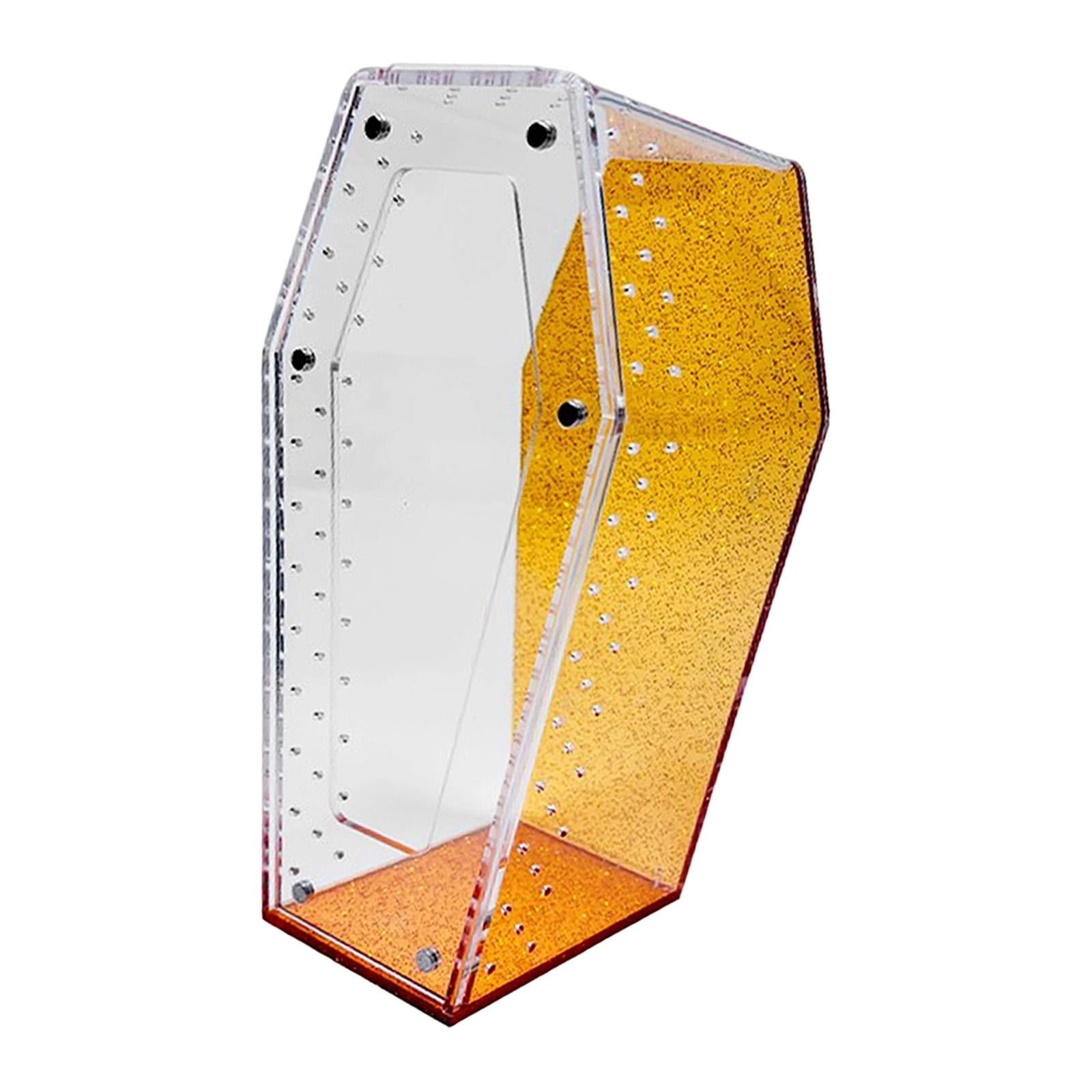 Fzaqwen -shaped Acrylic Terrarium for Jumping Spiders, Tarantulas, And Amphibians. Ventilation And Habitat for Amphibians. Ideal for Crabs. Orange