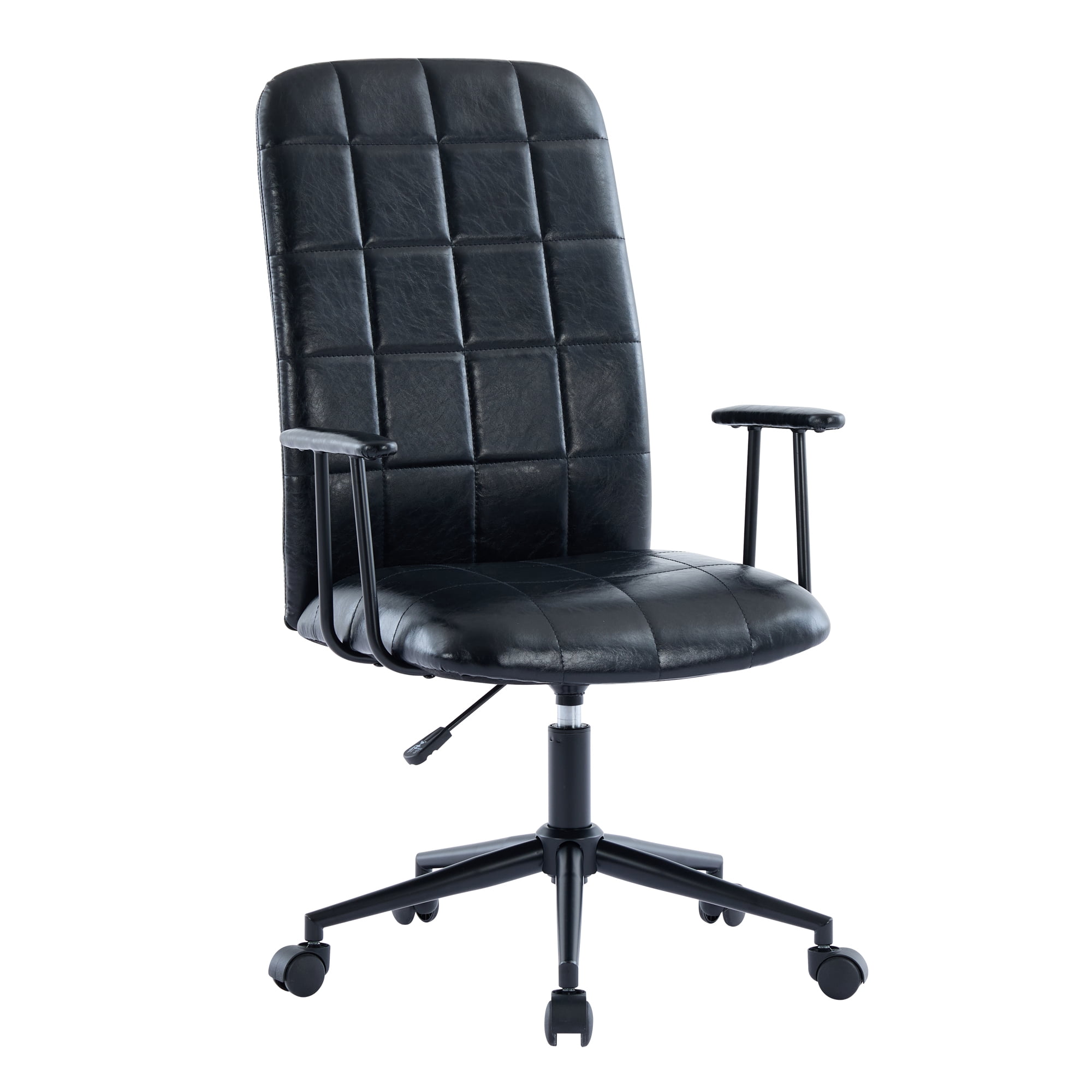 Office Chair, With Armrest, High Backrest, Soft Foam Seating, 360 Degree Swivel, Up And Down Adjustable Gaslift,Black Powder Coated Frame,Five Star Base, Black Wheels