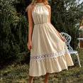 thumbnail image 4 of Vestido Vestido ajustado para mujer Cintura elástica Vestido midi de verano Traje diario (Caqui L) Cgtredaw Caqui T L para Mujer, 4 of 6