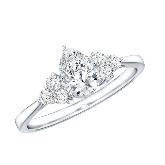 Rosec Jewels Classic Moissanite Pear Shaped Engagement Ring for Women - D-VS1 Quality Certified - with Jewelry Box, 925 Sterling Silver, US 4.00