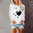 thumbnail image 2 of VKOYWKM Womens Valentine Shirts Cute Heart Print Long Sleeve T-Shirts Casual Crew Neck Holiday Tops Classic Romantic Valentine Clothes, 2 of 5