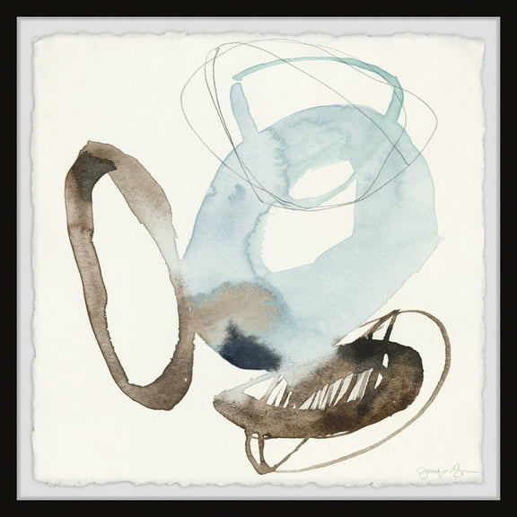 Marmont Hill Blue & Umber Rounds I Framed Wall Art, 12" x 12"