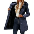 thumbnail image 5 of Hueook Winter Coats for Women's Solid Color Long-sleeved Hooded Fashion-padded Jacket Navy 2X, 5 of 7