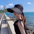 thumbnail image 6 of Women's Sun Visor Hats Wide Brim Straw Beach Hat Ponytail Hats for Women Foldable Floppy, 6 of 7