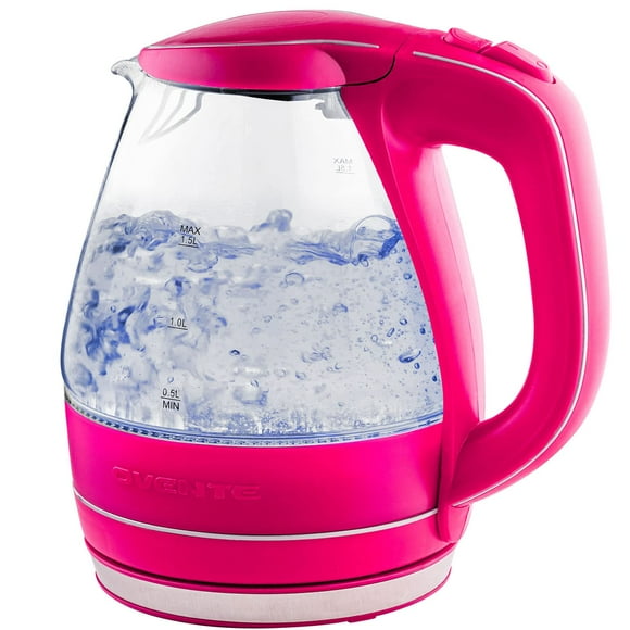 Hervidor eléctrico OVENTE KG83F 1.5L de vidrio borosilicato rosa