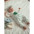 thumbnail image 5 of Loicainy Baby Toddler Girl Fake-two jumpduit for Irish, 3 6 12 18 Months Long Sleeve Clover Print Romper with Headband Holiday Clothes, 5 of 9