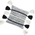 thumbnail image 3 of Benzara BM228890 Fabric Throw Pillow with Stripes Pattern & Tassels, Black & White, 3 of 5
