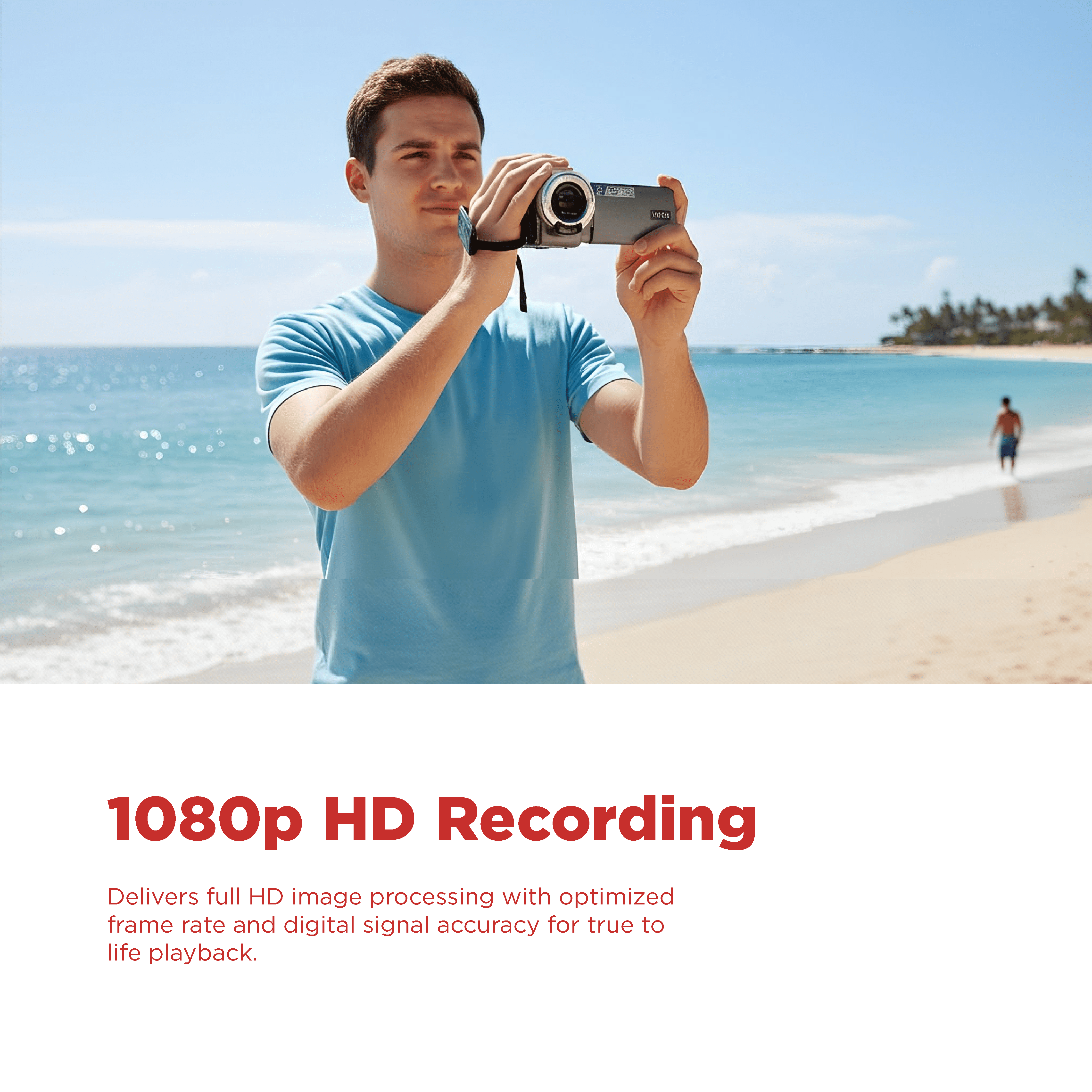 Vivitar PopCam Digital Camcorder, 48MP, Full HD 1080p Video Camera with 3" Flip Screen, 16x Digital Zoom, Built-in Microphone, Compact Vlogging Camera for Beginners, Travel, & Family Recording