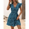 thumbnail image 5 of Defitshape Women's Aline Dress Adorable Sleeveless Printed Dresses Beach Butterfly Sleeve Cap Sleeve Aloha Elastic Band A Line Dress Navy Large, 5 of 5