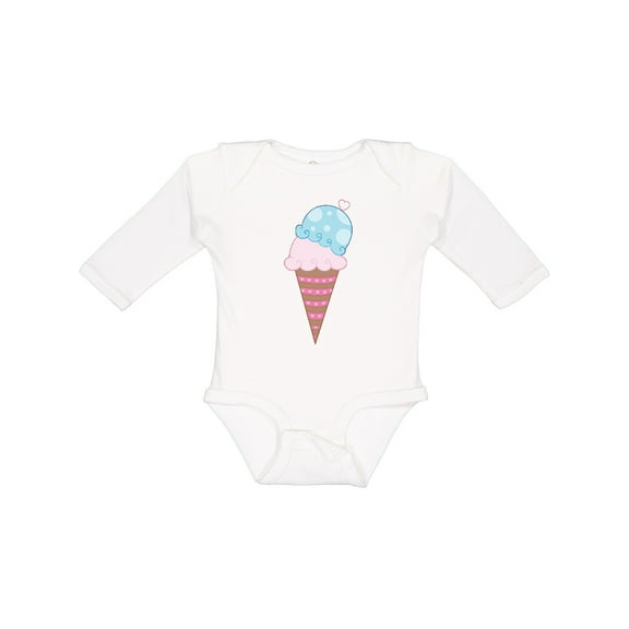 Inktastic Valentine's Day Ice Cream Cone Boys or Girls Long Sleeve Baby Bodysuit