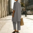 thumbnail image 6 of hoksml Women's 3 Piece Linen Set, Summer Outfits for Women, Open Front Cardigan, Cami Top and Wide Leg Pants, 6 of 8