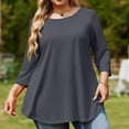 thumbnail image 5 of Tunic Tops for Women Plus Size 3/4 Sleeve Crew Neck Swing Flare Loose T-Shirt Blouses to Wear with Leggings Dark Gray 5XL, 5 of 6