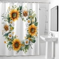 thumbnail image 4 of White Yellow Sunflower Fabric Shower Curtain Watercolor Wreath Washable Shower Curtains for Bathroom, Waterproof Bath Curtain with Hooks Home Decor 36x72in, 4 of 8