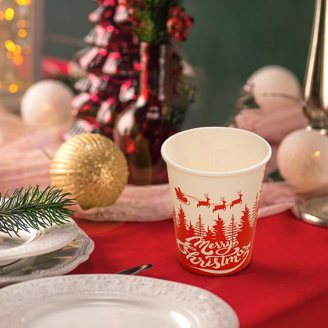 LSLJS Christmas Party Decorations Disposable Dinner Plates Cartoons Santa Claus Plates Paper Cup Set Party Cutlery