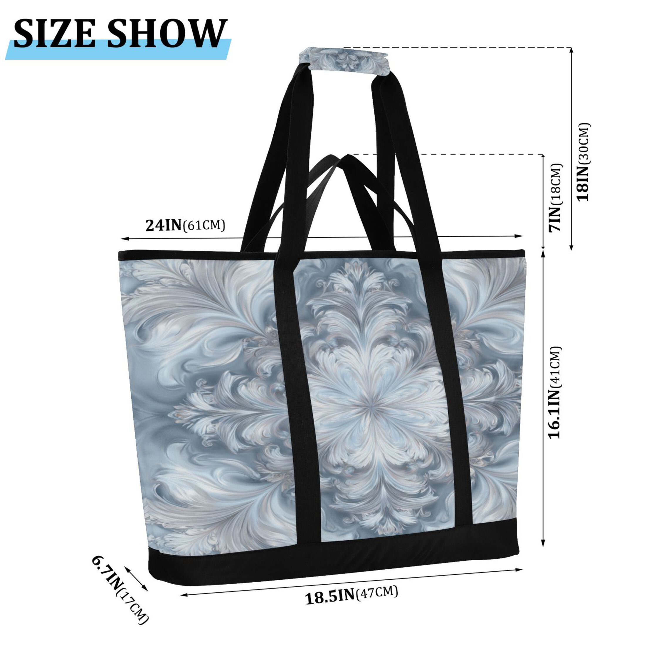 Extra-Large Wide Opening Design Capacity Hand-Held Ice Pack Thickened Insulation Layer For Long-Lasting Cold Retention For Outdoor Shopping Picnics And Camping High Brightness Fractal Design