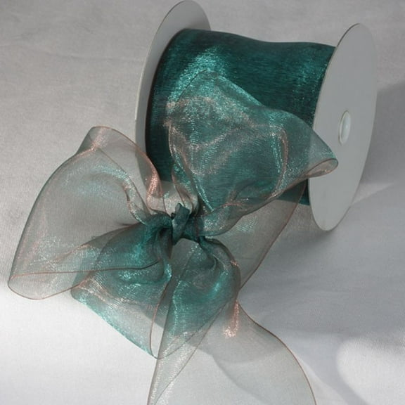 The Ribbon People Cumin Blue and Brown Shimmering Crystal Organdy Ribbon 3" x 55 Yards