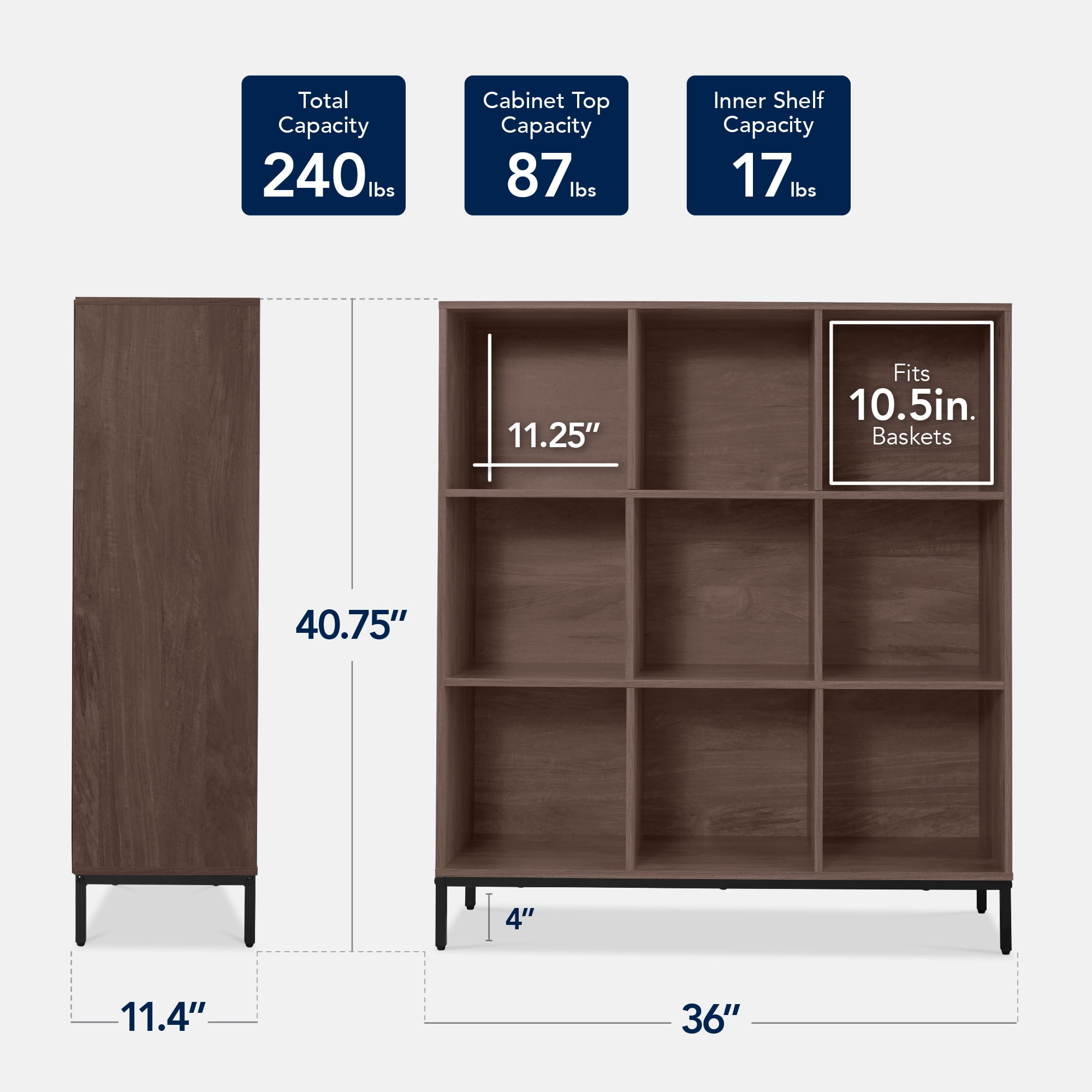 Best Choice Products Elevated 9-Cube Storage Organizer, 11in Shelf, Bookcase, Display Shelf, w/ Metal Legs  Walnut