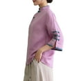 thumbnail image 7 of YanHoo Vintage Traditional Embroidered Tang Suit for Women 3/4 Sleeve Knitting Cotton Loose Blouse Shirts with Chinese Frog Button Tops Purple,XXXXL, 7 of 7