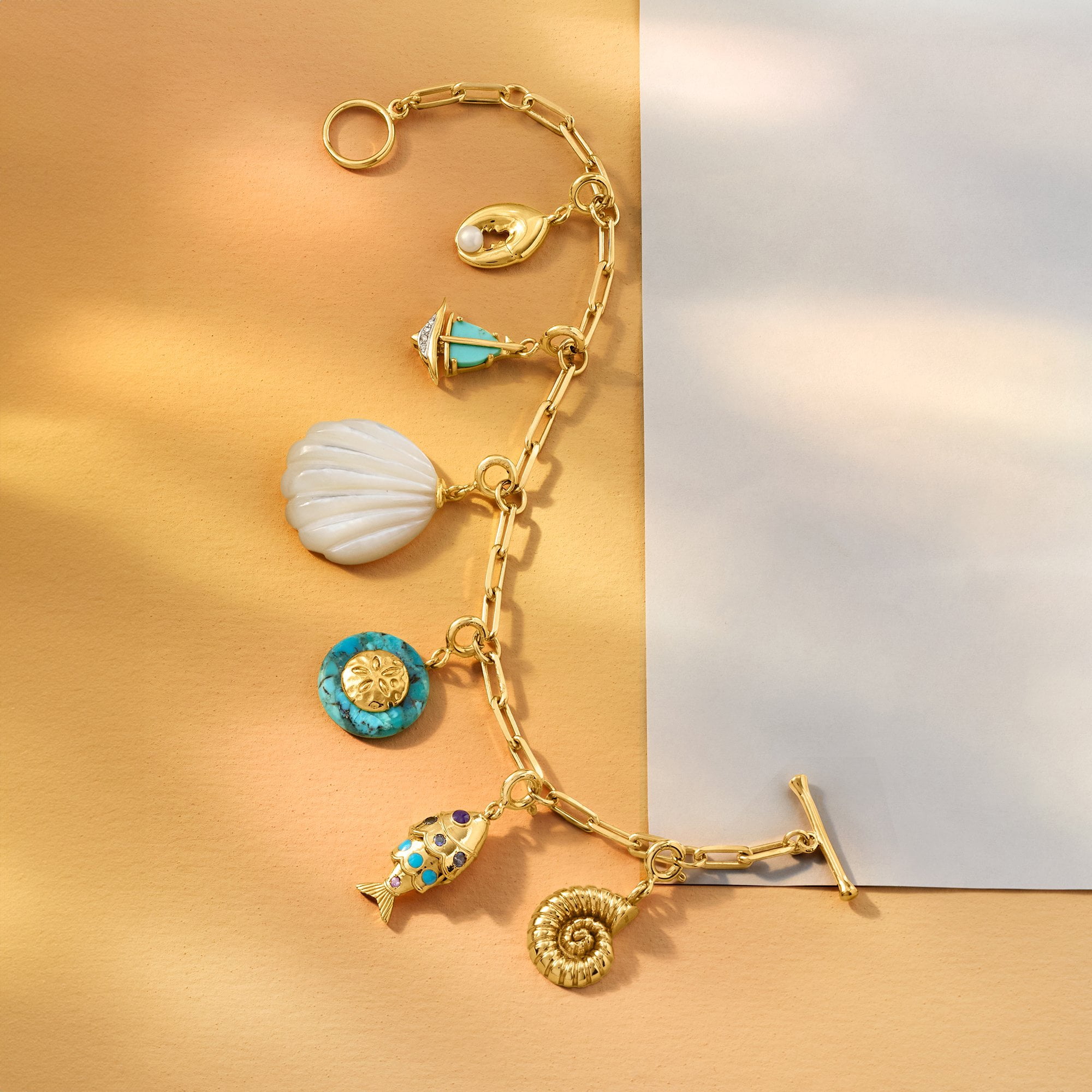 Ross-Simons Mother-Of-Pearl Seashell Charm in 18kt Gold Over Sterling, Women's, Adult