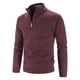 thumbnail image 3 of Suéter de manga larga para hombre, jersey de cuello medio alto con cremallera de talla grande y terciopelo para otoño e invierno, 3 of 5