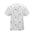 thumbnail image 5 of ICHUANYI Clearance Women Fashion Summer Sexy Fold Printed Regular Women Short Sleeves V Neck Button Top(White, XXL) ICHUANYI WER2023081006557, 5 of 5