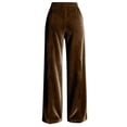 thumbnail image 7 of Womens Velvet Wide Leg Pants Elastic High Waisted Palazzo Pants Business Work Casual Trousers with Pockets Brown XXXL(XXXL), 7 of 7