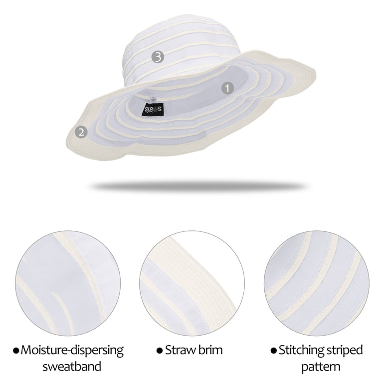 Women Floppy Sun Bucket Hats w/ Wide Brim Straw Edge Summer 