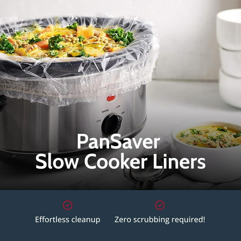 PanSaver Slow Cooker Liners - Disposable Liners with Sure Fit Band for Snug  Fit - Instant Cleanup with No Scrubbing - Fits 3-6.5 Quarts, 4 Count