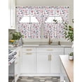 thumbnail image 5 of Cherry Blossoms Kitchen Curtains Sets 36 Inch Length with Valance, Pink Flower Blue Leaf Garden Wildflower Swag Valances and Tiers Curtain Set Drapes Swag Curtains for Living Room, Bathroom, Bedroom, 5 of 6