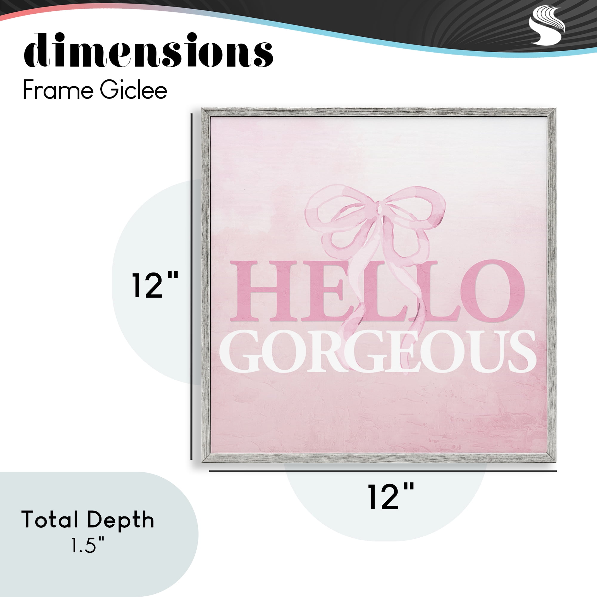 Feminine Hello Gorgeous Gray Framed Giclee Art, design by Kim Allen