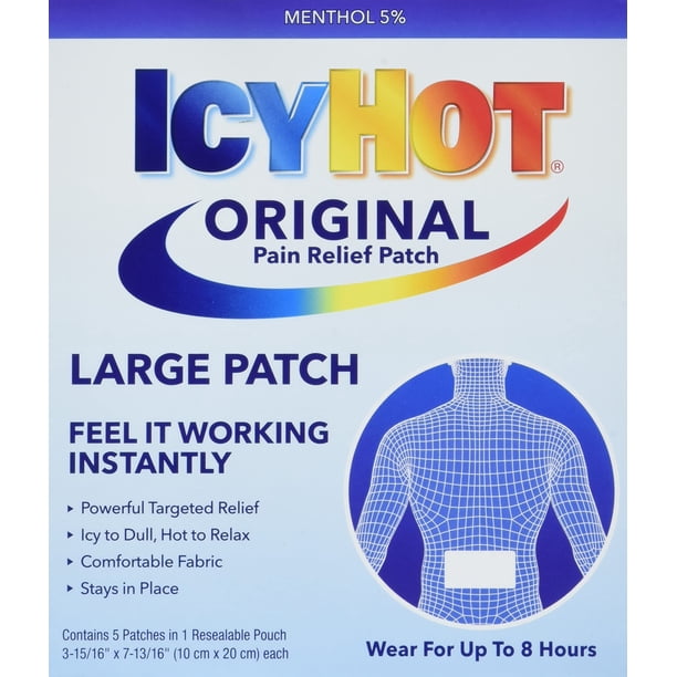 Parche para aliviar el dolor Icy Hot Medication Extra Strength, 5 unidades