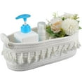 thumbnail image 2 of 12.6 x 6.9 x 4 Inch White Cotton Baskets Boho Woven Basket Small Macrame Rope Tassel Style Storage Organizing Box Bin for Home Bedroom Nursery Living Room Entryway Decoration White DIY, 2 of 6